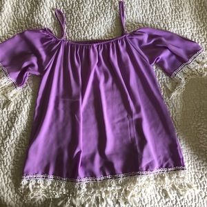 Off-shoulder purple top